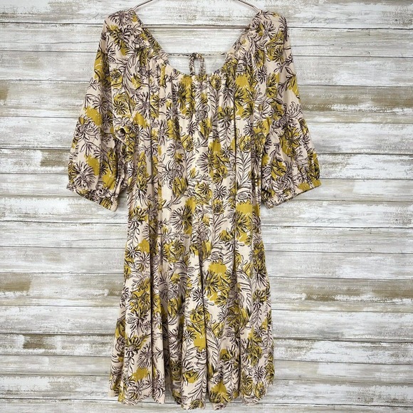 Anthropologie Daily Practice Mollie Tunic Floral Dress Boho Peasant Sleeve Large - Picture 2 of 16